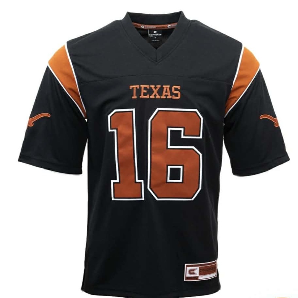 NWT Colosseum Men's #16 Manning University of Texas black football jersey Med.